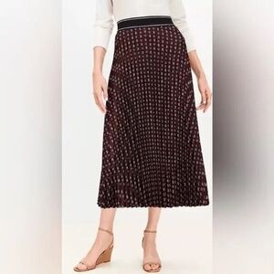 loft Bow print Pleated Midi Skirt